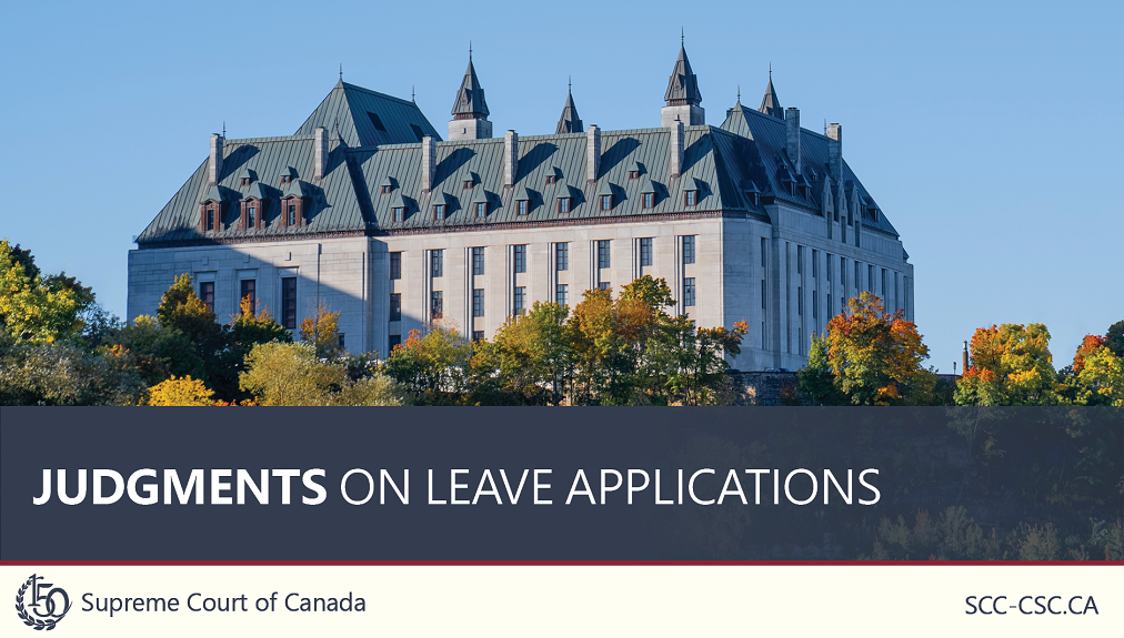 The title 'Judgements on leave applications' over a picture of the Supreme Court building